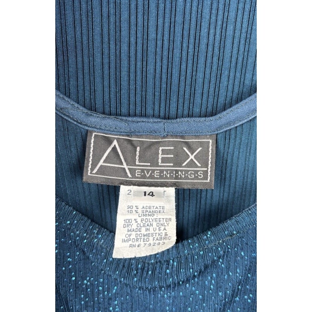 Alex Evenings Aqua Blue Glitter Formal Evening Gown Dress Maxi Length Size 14/16 - Picture 3 of 8